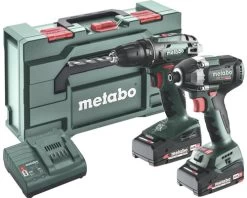 METABO Accu Combiset 2.8.1 18V: Schroefboormachine BS 18 + Slagschroevendraaier SSD 18 LT 200 BL (incl. 2x Accu 18V/2,0Ah, Lader En Koffer)