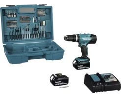 MAKITA Accu Klopboor-/schroefmachine DHP453RFX4 (incl. 2 Accu's, Lader, Koffer En 74-delige Accessoireset)